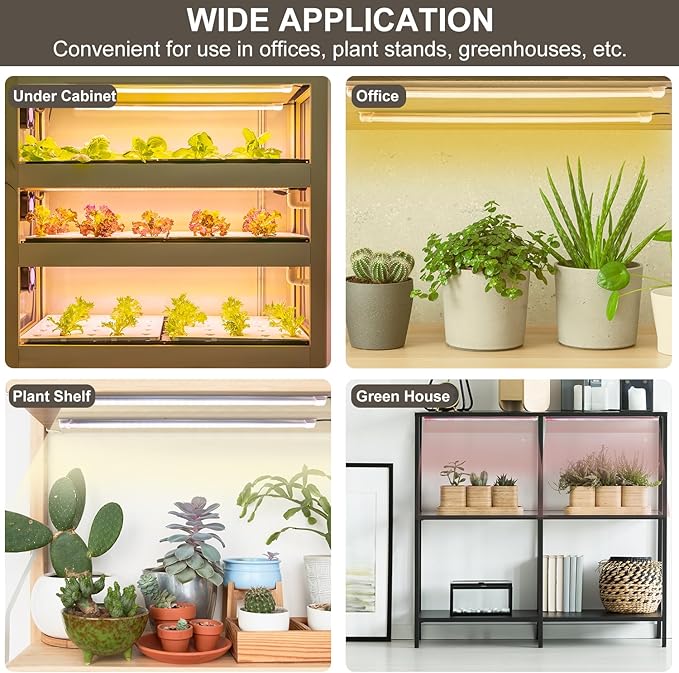 16 in Plant Grow Light Strips,120 LEDs Grow Lights for Indoor Plants Full Spectrum with 3/9/12H Timer & 10 Dimmable Levels,Sunlight Plant Growing lamp for Hydroponics 2 Heads(No Adapter)