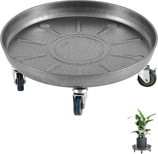 Heavy Duty Plant Caddy with Wheels 14 Inch, 360° Caster, Outdoor Rolling Plant Dolly That is Not Easily Rusted, Indoor Metal Plant Cart with Rollers, Plant Pot Trolley, Silver 3 Pack
