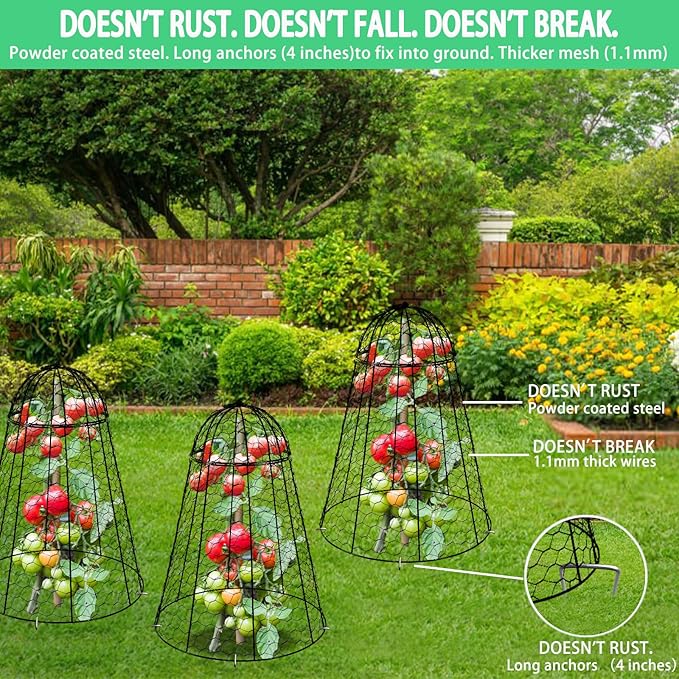 Garden Cloches for Plants Extra Large Sapbontchi Garden Cloche Chicken Wire Cloche for Plants Cages Cover Plant Protectors from Animals in Outdoor Vegetable Garden Set of 6 Plant Cloche 20" H x 12" D