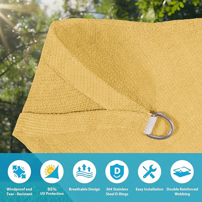 Amagenix Sun Shade Sail 5X9 Curved Edge Outdoor Shade Canopy Sand Breathable 95% UV Block Shade Cloth for Patio Garden Backyard (We Make Custom Size)