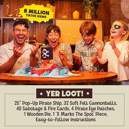 Fire in The Hole – Hilarious Pirate Game for Kids & Families | Ages 6+, 2–4 Players | Toss & Line-Up Cannonballs to Win | Easy to Learn, Quick to Play, Great Gift