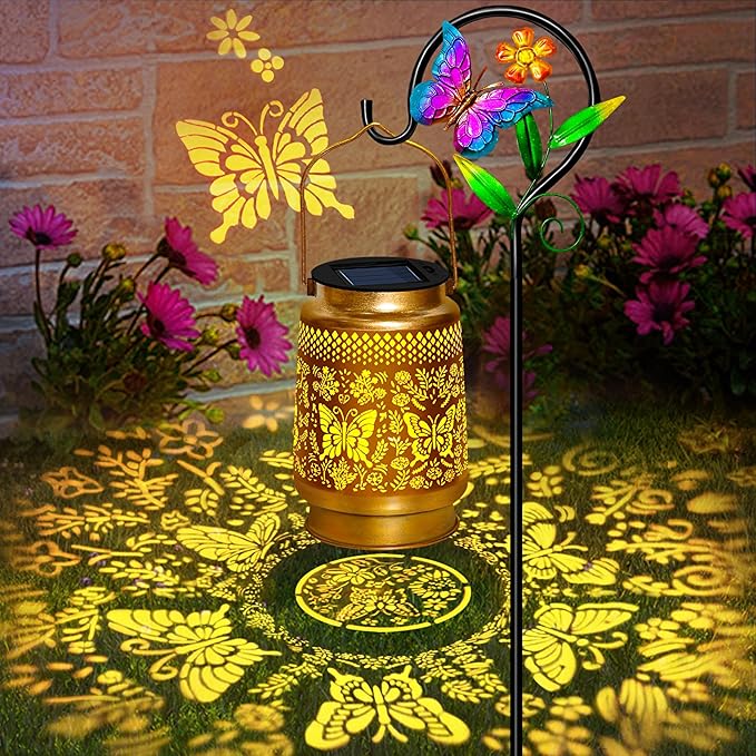TEDOF Solar Lanterns Outdoor Waterproof,Butterfly Solar Lights Garden Decor Gifts for Mom Women Grandma Decoration Outside for Yard, Patio,Backyard,Porch