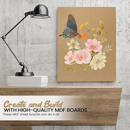 (8-Pack) CalPalmy 11” x 14” MDF Boards - 1/4” Thick Boards for Carpentry, Interior Design, Hobby Crafts, and More - with Smooth, Unfinished Sides and Sanded Edges