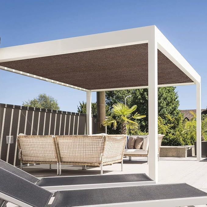 Eden's Decor Straight Flat-Edged Sun Shade Sail Rectangular 4' x 5' Brown UV-Blocking Outdoor Canopy Fabric Cloth Awning for Pergola Patio Garden Backyard Custom Size