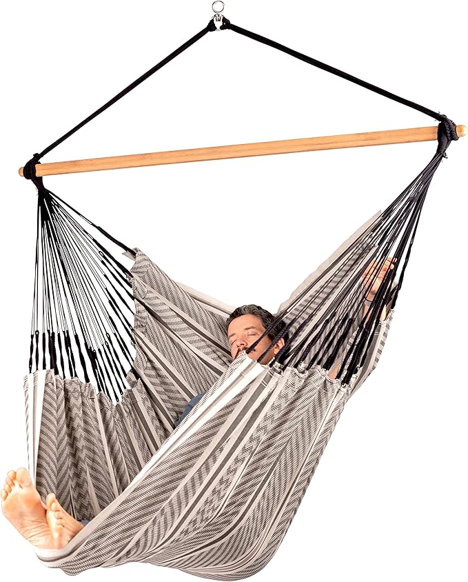 La Siesta® - XL King Habana Cotton Hanging Hammock Chair, Indoor Outdoor Hammock Swing Chair, Boho Hanging Chair Bedroom Patio, Max 355 Lbs, Zebra