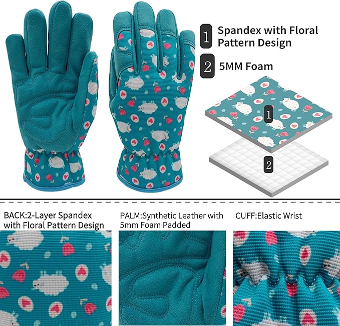 Kids Gardening and Garden Gloves for Toddler,Children's Yard Work Glove,Gift,Cute Pattern,Age3-8