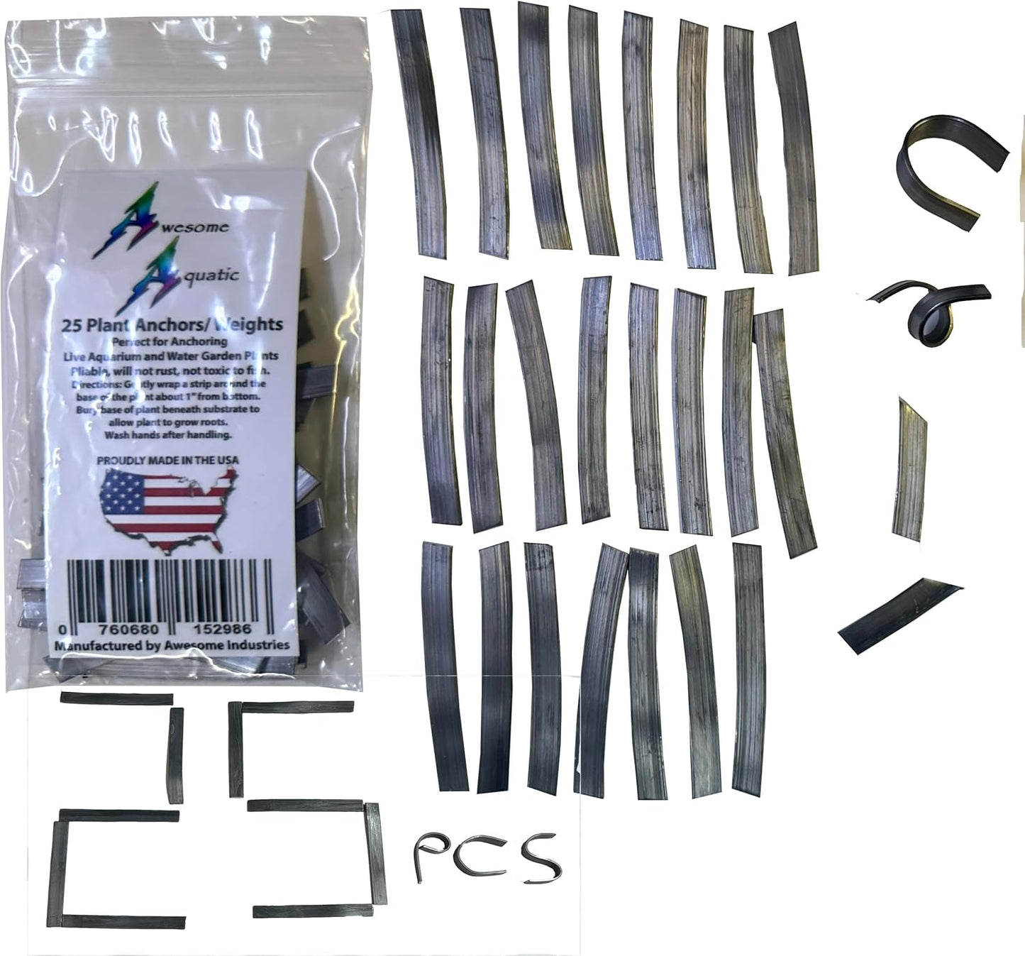 Awesome Aquatic Plant Anchors/Weights 25 pk Strip Lead Ribbon Live Plants Weight Anchor (25 Pack Strips)