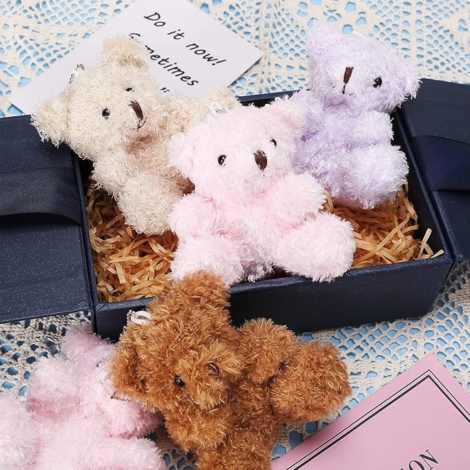6 Pieces Mini Bear Plush Stuffed 4 Inch Small Bear Bulk Animal Toys for Baby Shower Party Favors Tiny Soft Doll Gifts for Graduation Keychain Bag Charm Supplies(Brown, Apricot)