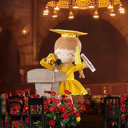 Gloveleya Baby Girl Gifts Graduation Plush Girls Dolls Congratulation Gift for Kindergarten Gold 16 inch