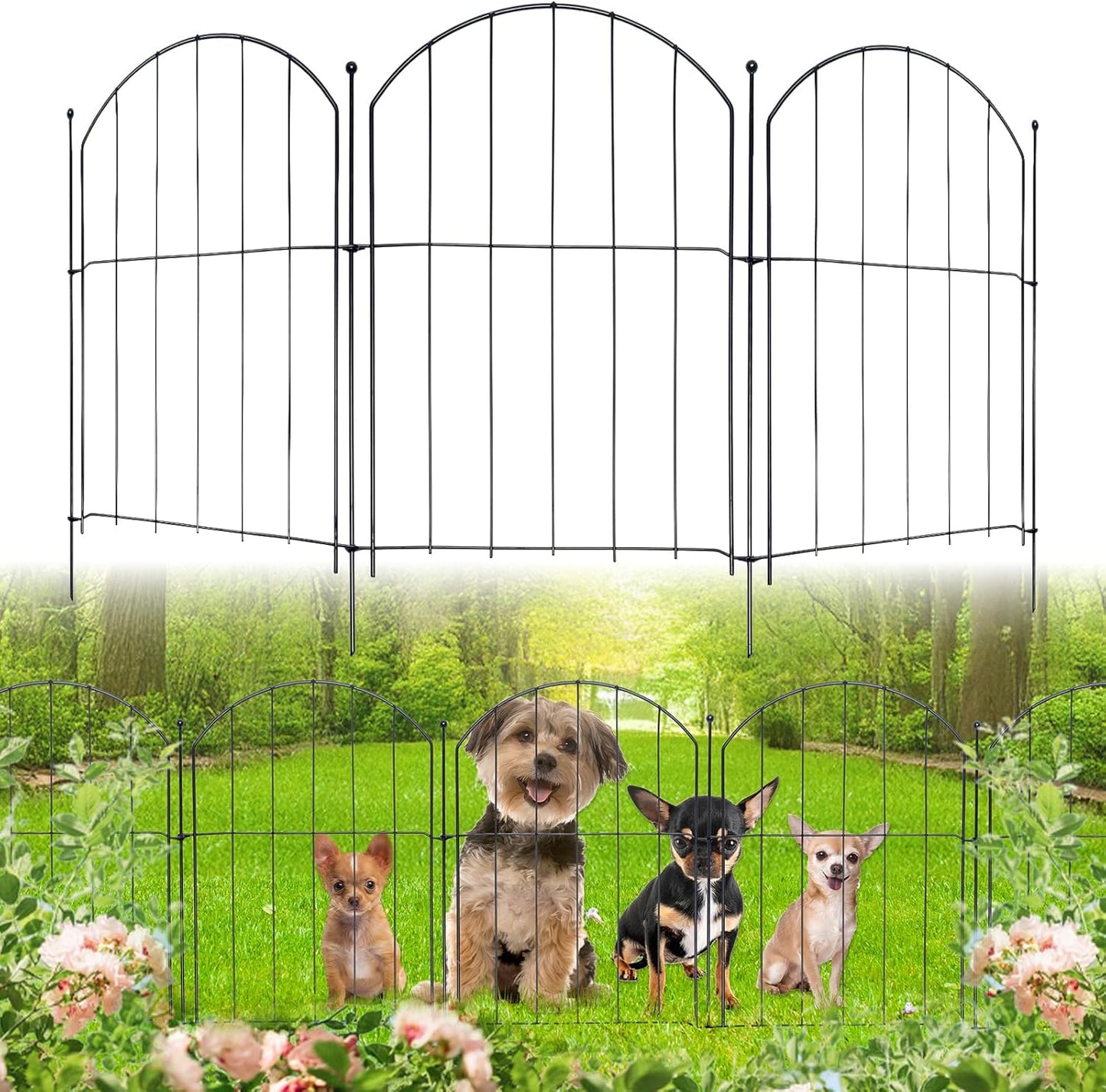 No Dig Garden Fence 16in x 20ft 20 Panels Decorative Garden Border for Fencing for Flower Beds, Dog Barrier, Patio and Yard Decoration