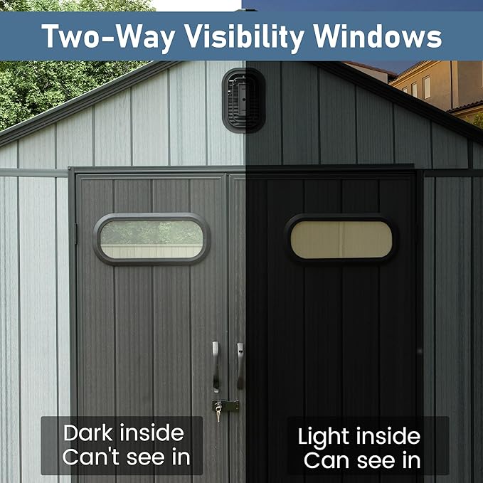 Domi 6x4 FT Outdoor Resin Storage Shed, All-Weather Double-Wall Storage Building for Backyard, Garden, Lawn Tools, Mower, Bike & Pool Equipment, Lockable Doors, Ventilated Roof, Grey