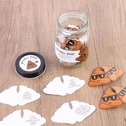 60 PCS Positive Poo Cards Jar, Emotional Support Jar, Poo Affirmation Cards, Inspirational Gifts for Women, Cheer Up Gifts, Funny Positive Gift for Women, Teen Girl
