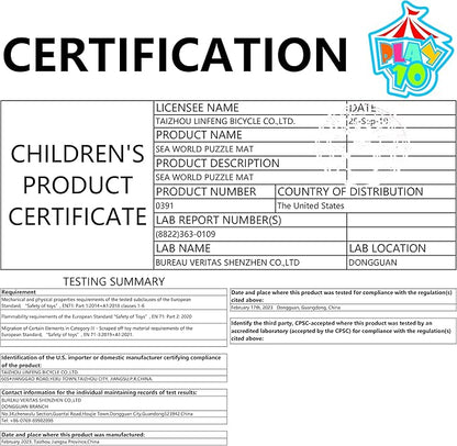 Puzzle Play Mat, Foam Floor Tiles, Children’s Foam Puzzle Mat Baby Floor Play Mat 34×34 Inches Sea World 9 Pieces