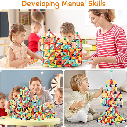 64PCS Magnetic Building Blocks, Montessori Magnet Toys for Kids Toddlers, STEM Learning Toys for Boys and Girls, Creativity Kids Game