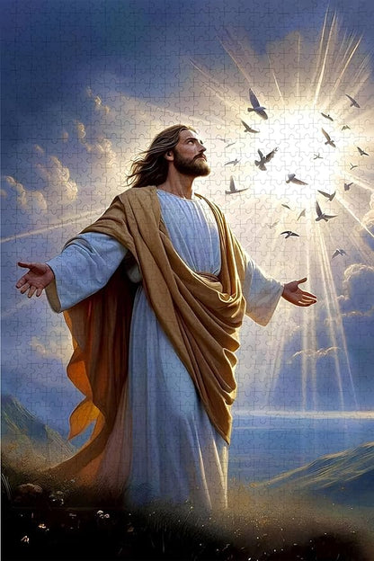 Challenge 1000 Pieces, Jesus, Wooden Puzzles for Adults, Family Fun, Relaxation and Decorating and Gift Giving. Premium Quality Puzzle Size: 29.5x19.7 in and 1:1 Original Picture Poster