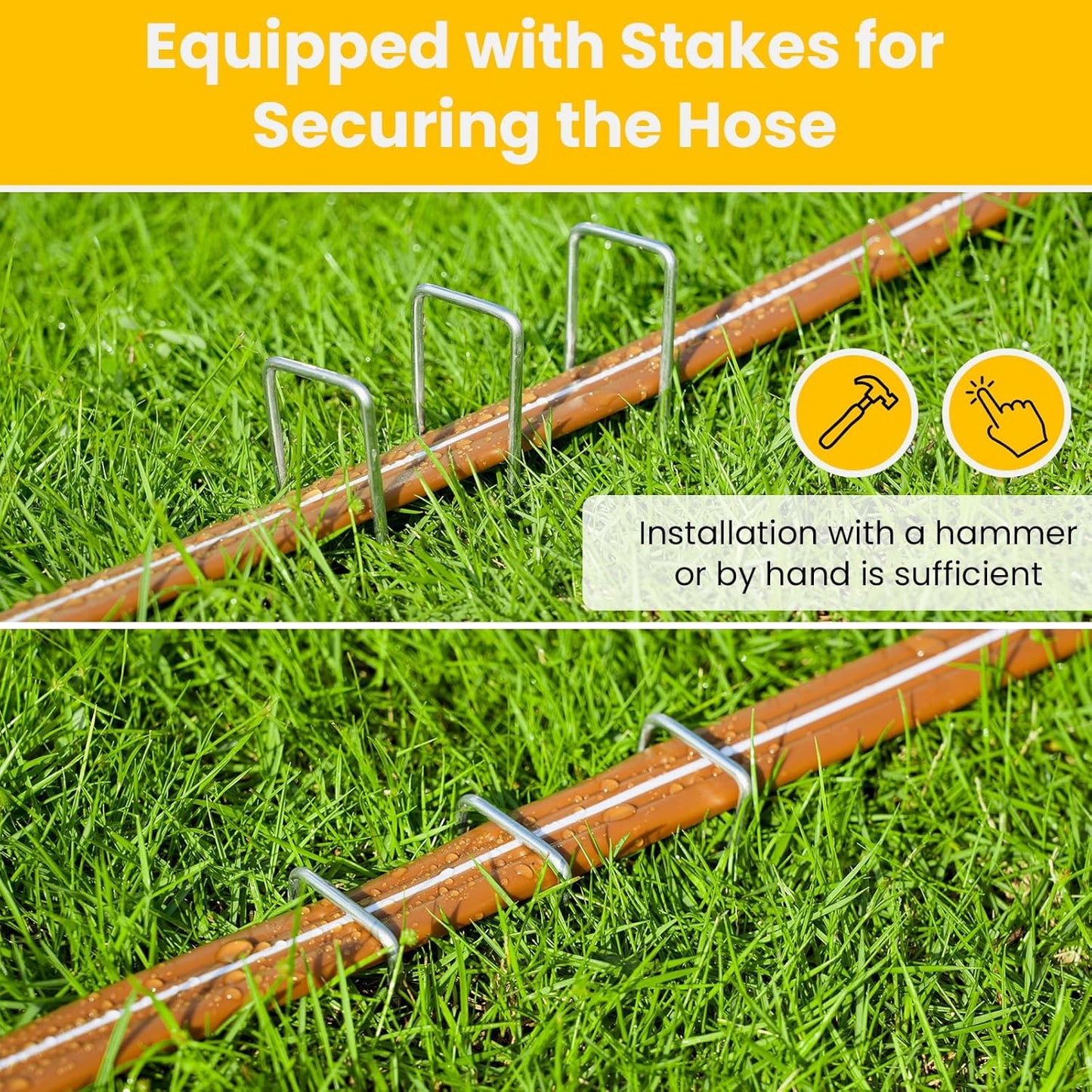 LINEX Sprinkler Soaker Hose 30 ft 2 pack for Garden, Watering Hose with Holes, High-Efficiency Sprinklers System for Lawn and Garden with Staples