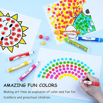 60 Pack Dot Markers, 12 Assorted Colors, 5 Sets x 12 Colors Washable Dot Paint Markers for Toddlers Kids Preschool, Paint Bingo Daubers Supplies, Crafts Kits Coloring Set, Non Toxic Water-Based
