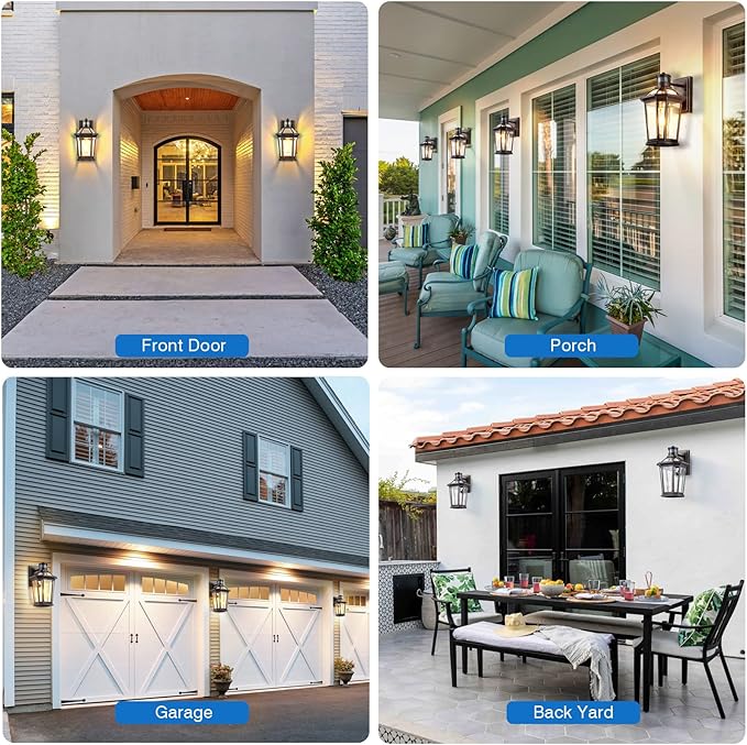 VIANIS Motion Sensor Outdoor Wall Lantern, Black Waterproof Dusk to Dawn LED Exterior Wall Sconce, Anti-Rust Aluminum Modern Outdoor Lights Fixtures Wall Mount for Porch, Entryway, Garage, Front Door