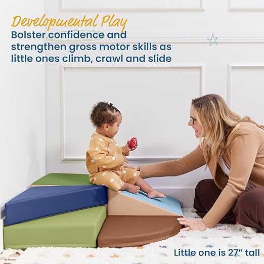 ECR4Kids SoftZone Tiny Twisting Climber, Beginner Playset, Earthtone, 5-Piece