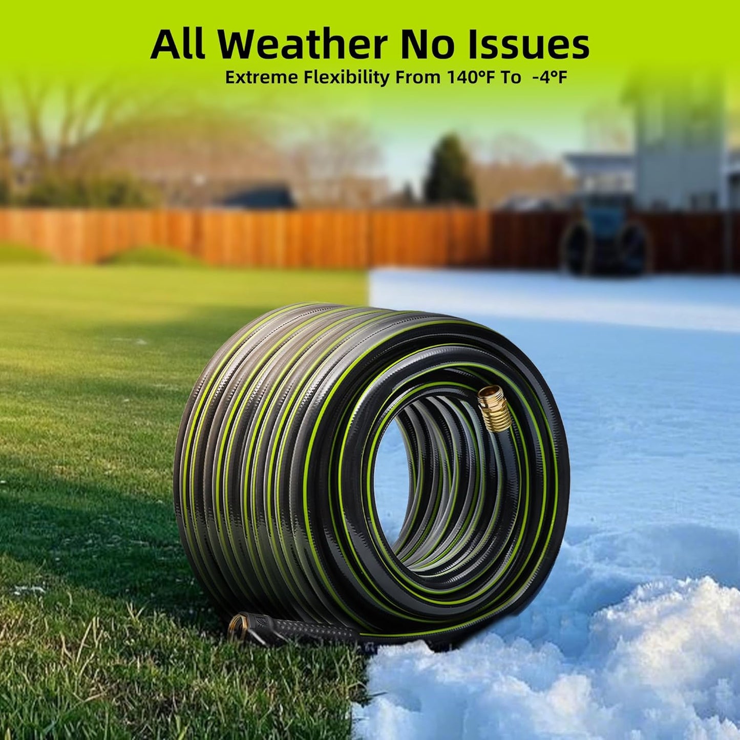 Worth Leader Short Garden Hose 3/4 in. x 2 ft. -No Kink, Flexible, Leakproof, Male to Female Fittings -Heavy Duty Durable PVC Lightweight Water Pipe with Brass Aluminum Ends for Household & Commercial