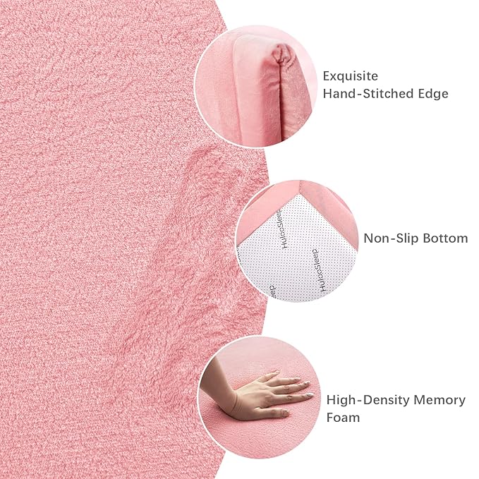 Baby Play Mat for Floor,1.3" Thick Memory foam Tummy Time Mat,79"×158“ Extra Large Soft Coral Velvet Nursery Rug,Non Slip Safe for Crawling,Toddlers,Infants,kids,Tatami Style for Living Room(Pink)