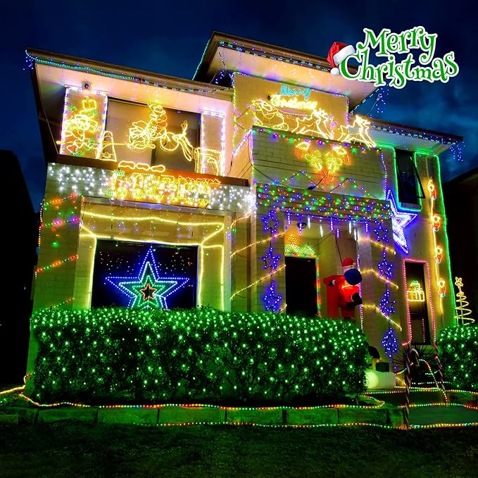 Green Christmas Net Lights Outdoor, 360 LED Plug-in With Remote, 12x5 Ft Extendable 8 Modes Waterproof Net With Green Wire for Bushes Gazebo Lawn Patio Garden Tree