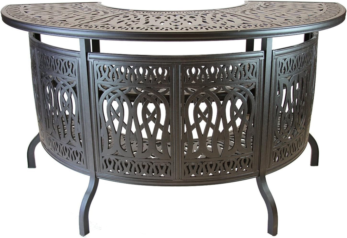 PatioLand Mandalay Patio Cast Aluminum 5pc Party Bar with Half Moon Bar Table - Antique Bronze