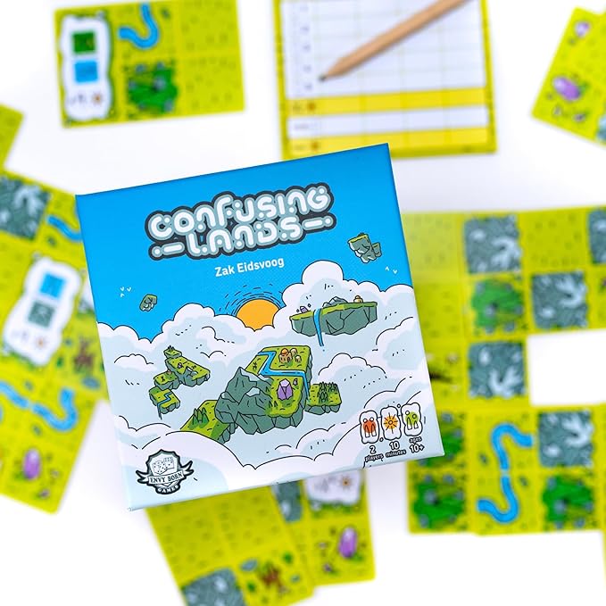 Confusing Lands | Whimsical Themed Travel Size Board Game You Can Play Anywhere | Strategic Card Placement Game | Solo Board Game | 1-2 Players, Ages 12+ | Easy to Learn and Play | Tiny Game Series
