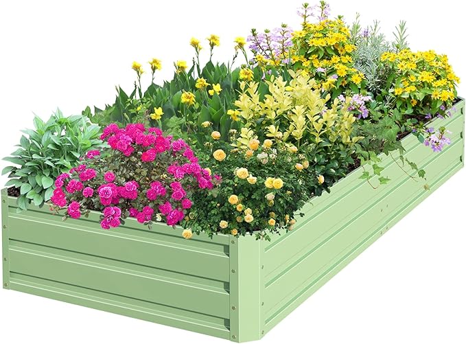 SnugNiture Galvanized Raised Garden Bed 6x3x1FT Outdoor Large Metal Planter Box Steel Kit for Planting Vegetables, Flowers