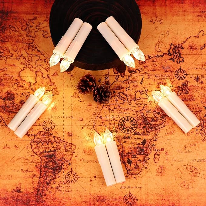 Set of 10 Ivory Flameless Window Candles, 4”H Battery Operated LED Flickering Taper Candles with Remote and Timer, Warm White Candlelight, Ideal for Chandelier/Birthday/Christmas/Party Decor