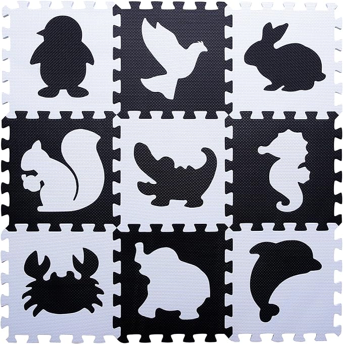 Coolcandy Baby Play Mat Without Fence, 9Pcs Interlocking Puzzle Floor Mat, 0.4" Thick Non-Toxic EVA Foam Play Mat, for Infants & Toddlers 3-36 Months, Soft Puzzle Tiles for Play Areas