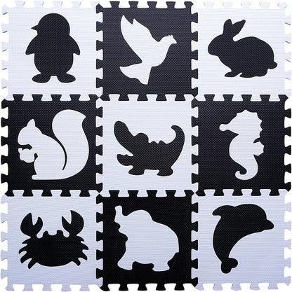 Coolcandy Baby Play Mat Without Fence, 9Pcs Interlocking Puzzle Floor Mat, 0.4" Thick Non-Toxic EVA Foam Play Mat, for Infants & Toddlers 3-36 Months, Soft Puzzle Tiles for Play Areas