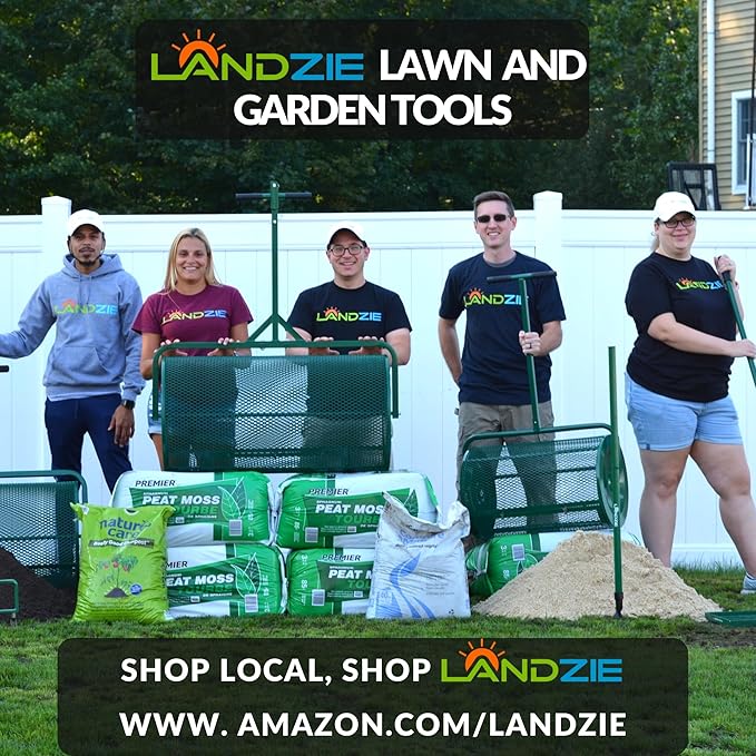 LANDZIE - The Original 24 Inch Compost and Peat Moss Spreader Roller - Top Soil, Sand, Manure, Mulch, Top Dressing Lawn and Garden Spreader