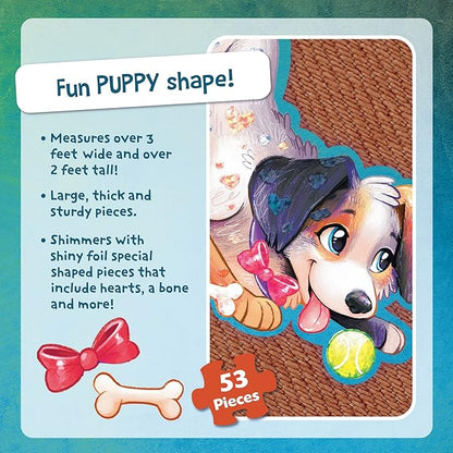 Peaceable Kingdom Shiny Puppy Floor Puzzle – 43-Piece Giant Floor Puzzle for Kids Ages 3 & up – Fun-Shaped Puzzle Pieces – Great for Classrooms