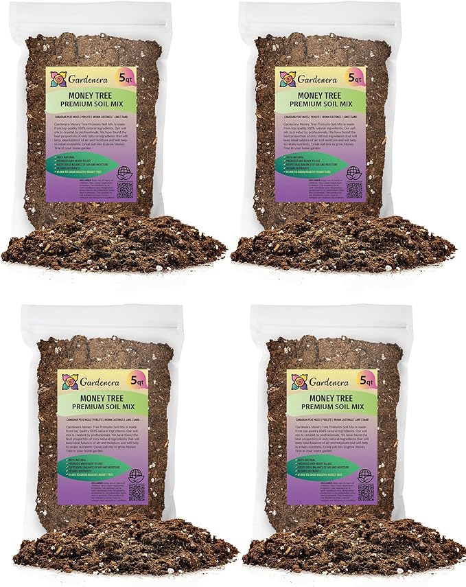 Money Tree Potting Soil - 20 Quart - Soil Mix for Planting or Repotting Guiana Chestnut, Soil Blended to Properly Grow Money Tree Plants (4 Bags of 5 Quart)