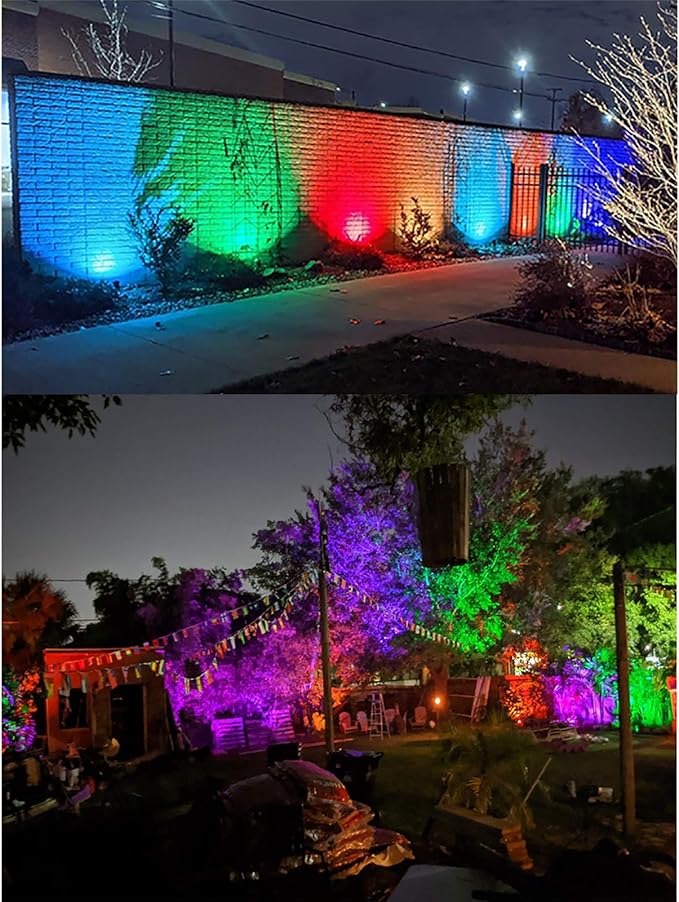 S SMIFUL Halloween Spot Lights Outdoor, RGB 5W 120V Waterproof Outdoor Spot Lights Remote Control Landscape Lighting Yard Uplights for Lawn, Yard, Trees, Garden, 6 FT Cord, US Plug, 2 Packs