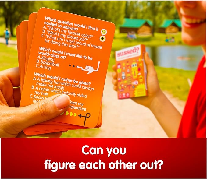 SUSSED The Wacky ‘What Would You Do’ Travel Card Game - Social Fun for Kids and Teens - Fun Boo Basket Stuffer for Families - Ages 7+ - Orange Pack