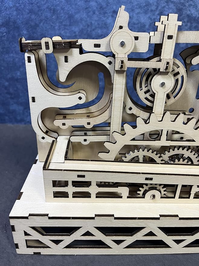 3D Wooden Mechanical Marble Run Puzzle Kit, Natural Wood Color, DIY Assembly Model, Educational Construction Set