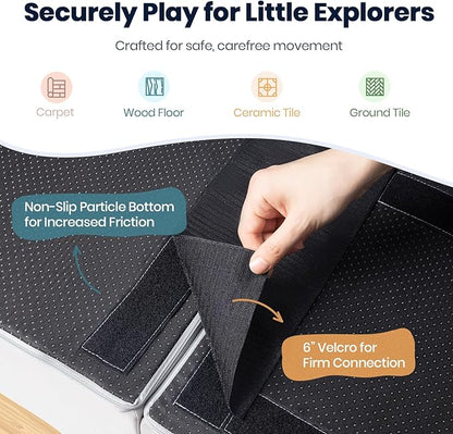 7-Piece Foam Climbing Blocks for Toddlers, Baby Climb and Crawl Soft Play Set with Ball Pit, Machine Washable Cover, Indoor Activity Play Structure, Climbing Toys for Toddlers 1-3 (Gray)