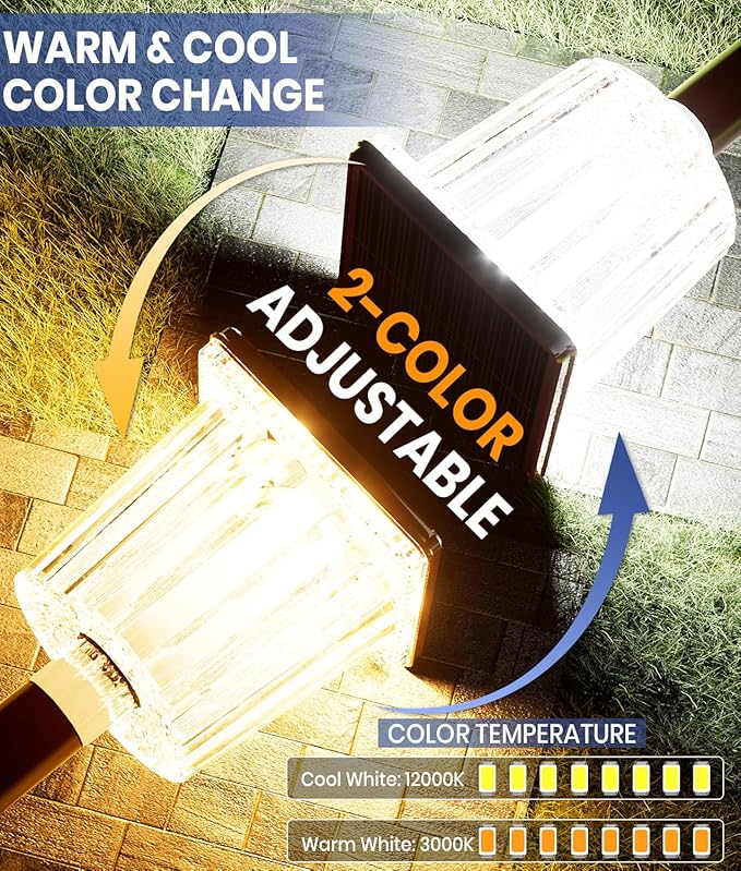 Super Bright Solar Pathway Lights Outdoor Powered,Adjustable Warm&Cool White,Waterproof IP65 Garden Decor Landscape Lighting Outside for Yard/Patio/Walkway/Driveway/Landscape (Cocoa Brown, 6 Pack)