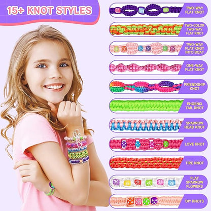 Gift for Girl 7 8 9 11 12 Year Old, Friendship Bracelet Making Kit Toys, Arts and Crafts for Kids Age 8-12, Best Birthday Present Top Popular DIY Jewelry Bracelet String Maker