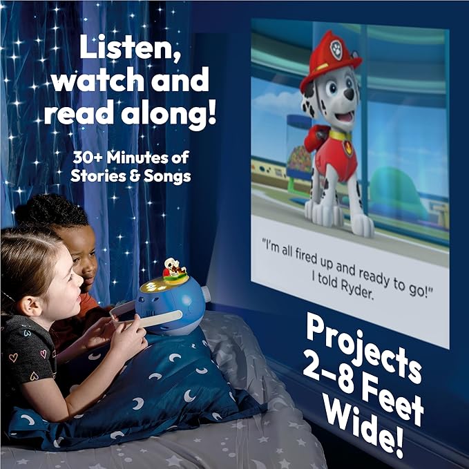 Kids Book Projector - 5 Read-Aloud Stories, 5 Songs, Night Light & Soothing Dream Music | Children Ages 3+ Storytime Projector for Kids & Toddlers | Educational Toys & Gifts Paw Patrol