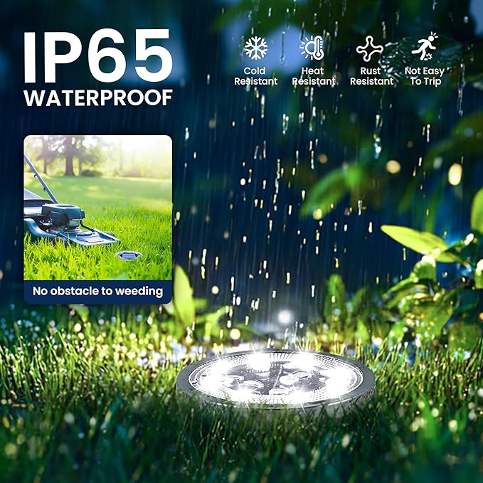 SOLPEX 16 Pack Solar Ground Lights Outdoor Waterproof, Solar Powered Pathway Lights, Landscape Lighting for Garden Walkway Driveway Backyard Decor (Cool White)