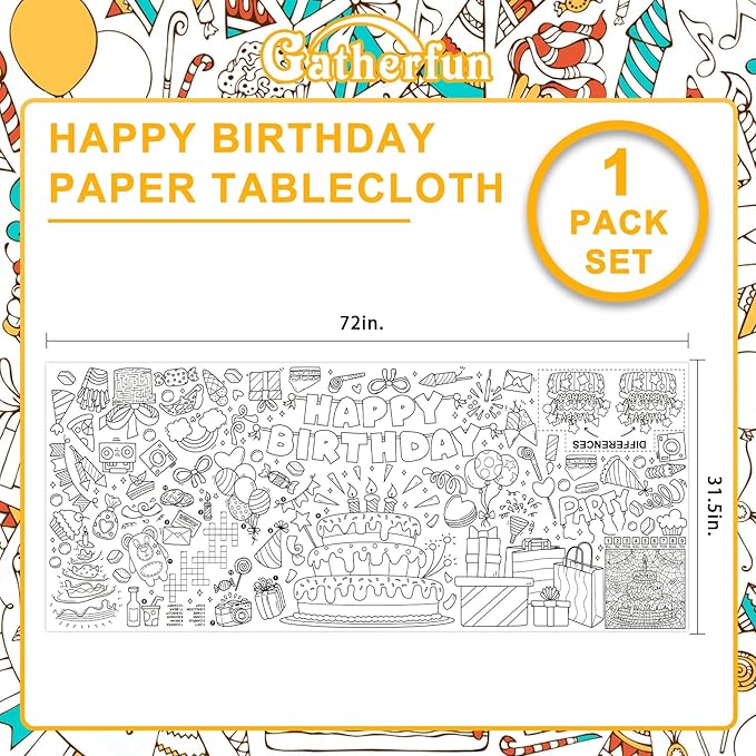 Giant Coloring Poster for Classroom Wall - Versatile 31.5 x 72 Inches Birthday Activity Poster/Table Cover, School Parties, Birthday Party and Special Events Decoration