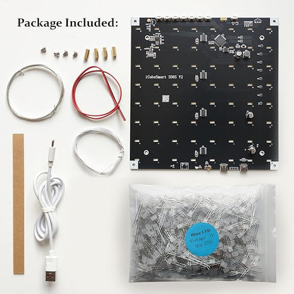 3D Led Cube Light DIY Kit with 3D Animation Editing Software Squared LED 8x8x8 Electronic Toy for Children and Teenagers Learning Activities Suit(3D8S-BLUE)