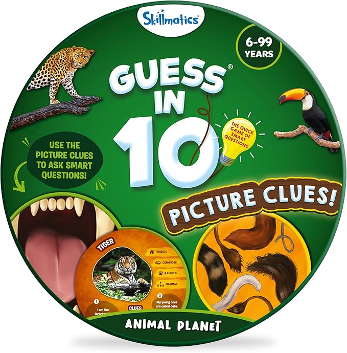 Skillmatics Guess in 10 Animal Picture Clues, Perfect for Boys, Girls, Kids, and Families Who Love, Card Games, Educational Games, Board Games, Gifts for Ages 6, 7, 8, 9 and Up