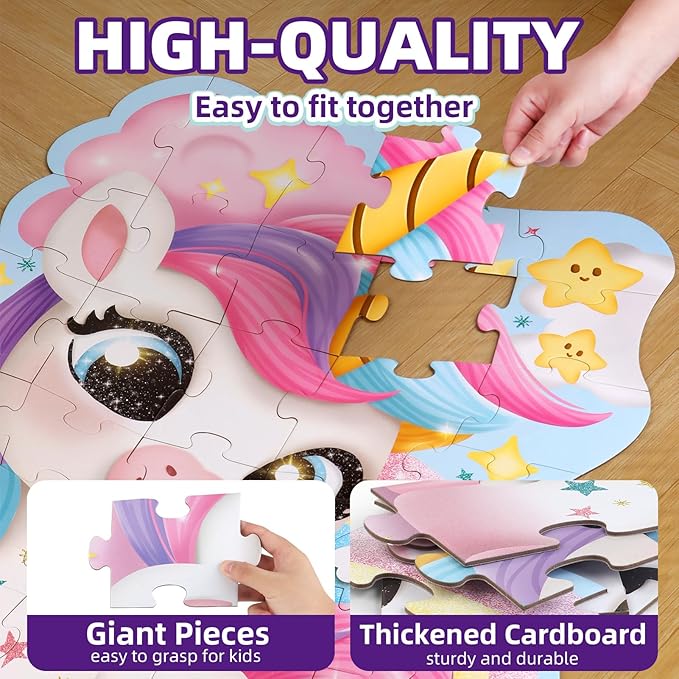 45 Piece Unicorn Floor Puzzle, Large Special Shapes Puzzles for Kids Ages 3-5, Toddler Floor Puzzles for Kids Ages 4-8, 4 Year Old Girl Gifts Toys for Birthday, Halloween, Christmas