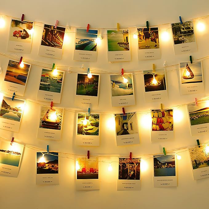 Clothespins, Small Clothes Pins for Photos, 1.4'' 100 PCS Natural Birchwood Mini Clothes Pins, Strong Springs Colorful Clothespins with Storage Bag, Mini Clothespins for Photos, Crafts, Pictures, Art