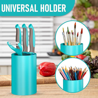 5-Piece Kids Cooking Chef Knife Set | Real Stainless Steel Knives with Peeler, Serrated Knife & Holder | Kids Safe Rounded Tips, Easy-Grip Handles | Kitchen Knife Set (5 pcs, Aqua)