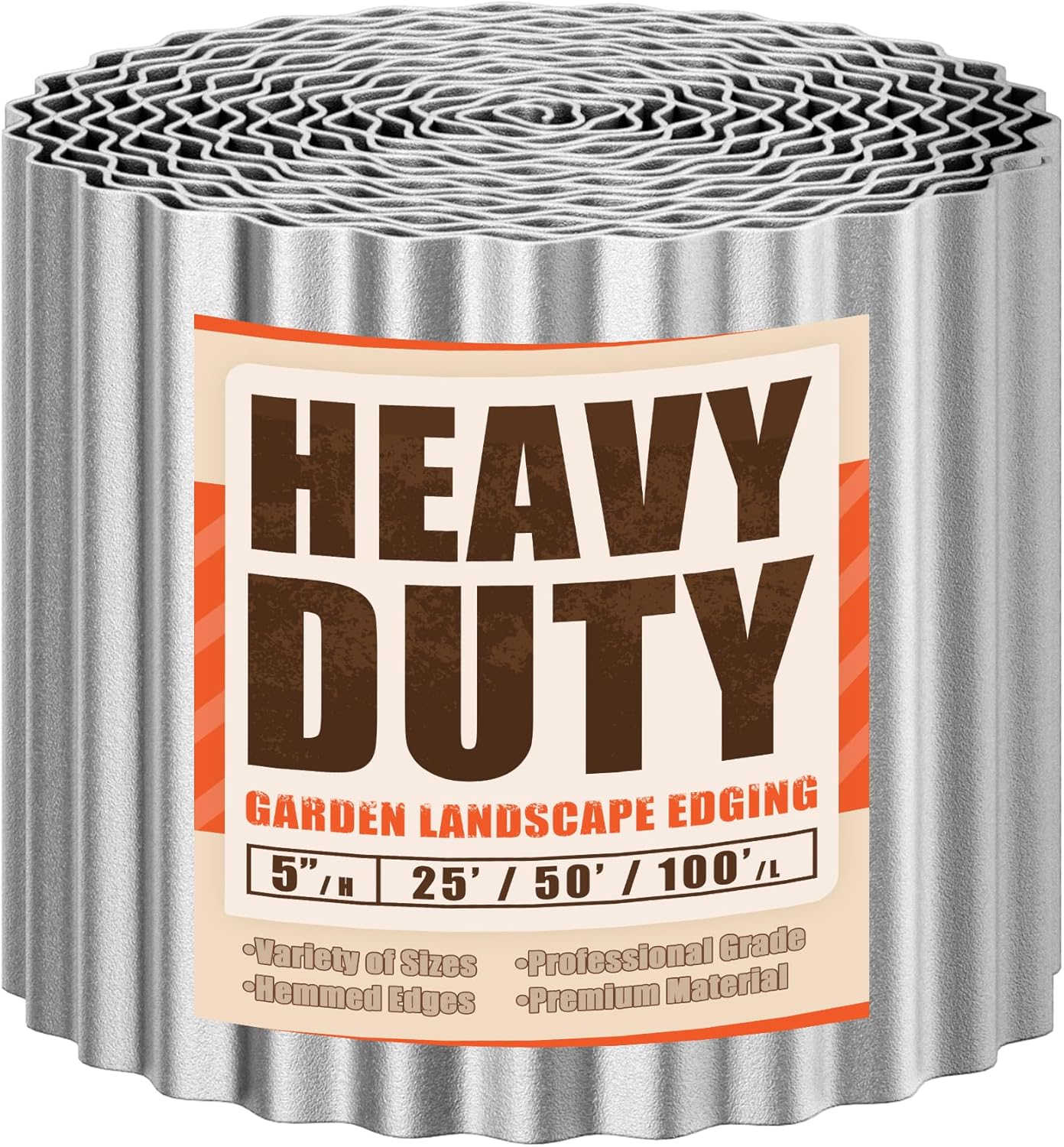 Corrugated Metal Garden Edging, 5''×25Ft Steel Landscape Edging Border, Flower Bed Edging Borders, Metal Lawn Edging for Landscaping, Garden, Pathway, Lawn, Flower Bed, Garden Bed (Silver)